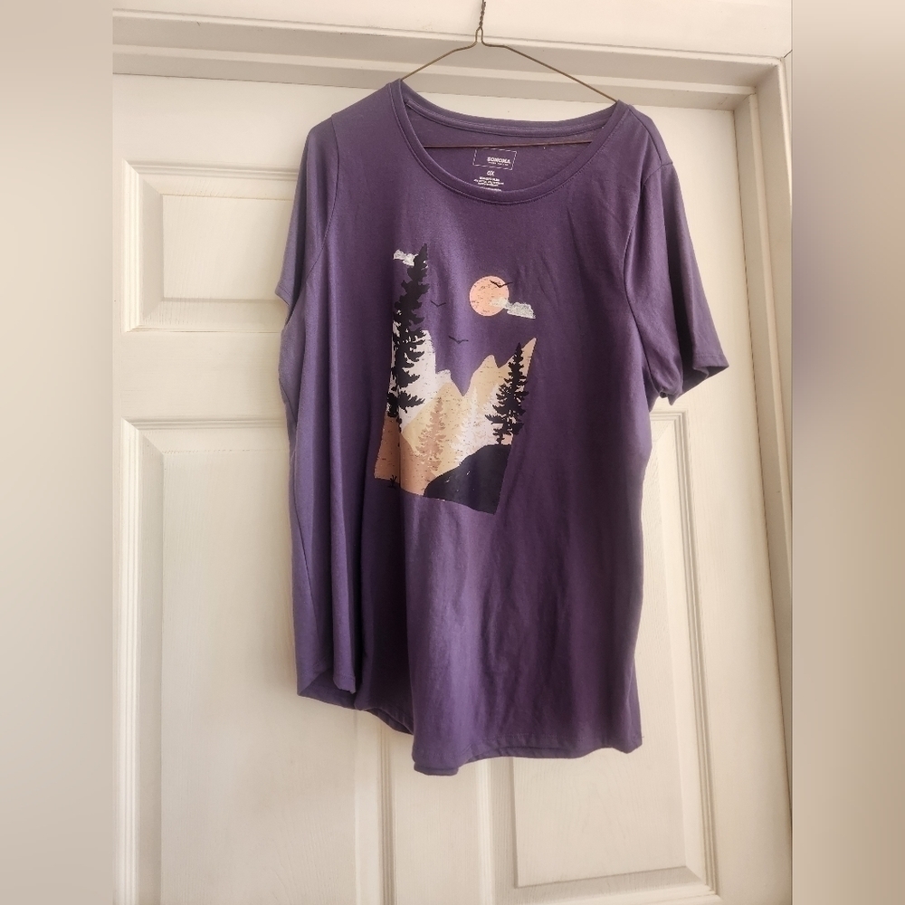 Womens Sonoma Tee Mountain Scene Purple 0X